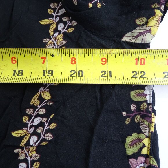 Cato Black Floral Tie Front Blouse Women Size XL Long Sleeve Casual Work - Picture 7 of 10